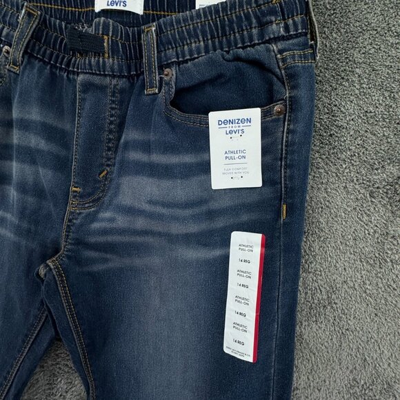 DENIZEN From Levi's Women's Jeans 14 Reg Blue Denim Elastic Waist Athletic Pull - Picture 2 of 14